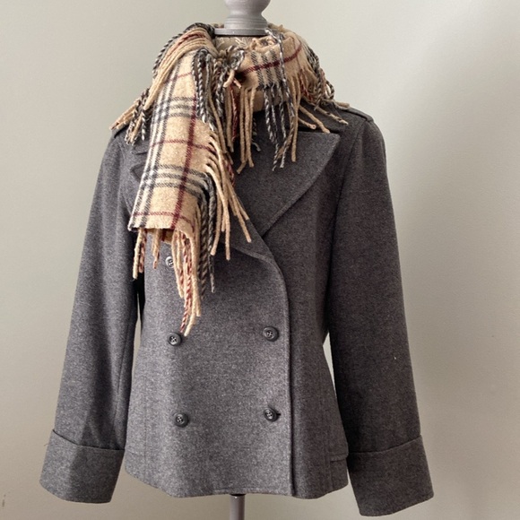 Emanuel Ungaro Tweed Wool Pea Coat Gray 10 or M - Picture 16 of 16